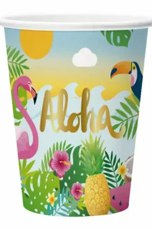 Bestel Nu Papieren Bekers 210ml Aloha - 8st.
