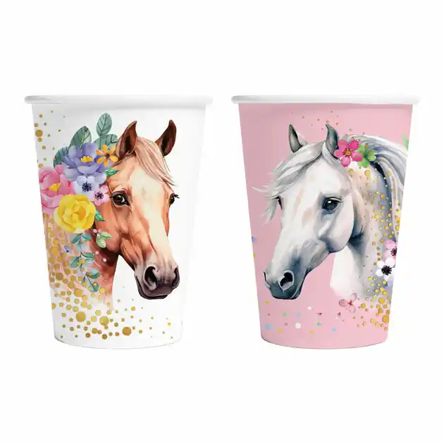 Papieren Bekers 210ml Paarden - 8st. Rechtstreeks Van De Fabrikant
