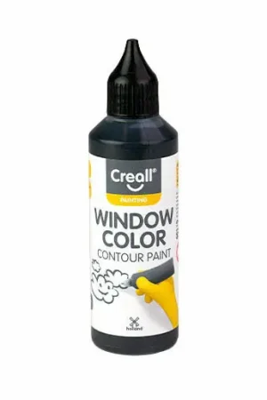 Rechtstreeks Van De Fabrikant Creall Raamverf Contour Zwart - 80ml