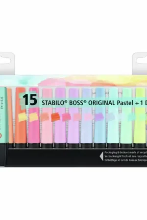 Must-Have STABILO BOSS ORIGINAL Pastel - Markeerstift - 15 Stuks Deskset
