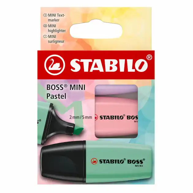 STABILO BOSS MINI Pastel Markeerstiften - 3dlg. Hoge Kwaliteit