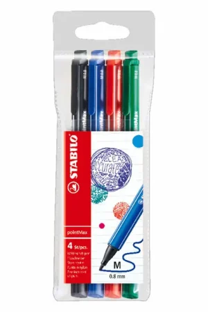 STABILO pointMax Fineliners - Ultramarijn, Zwart, Karmijnrood, Groen Exclusieve Aanbieding
