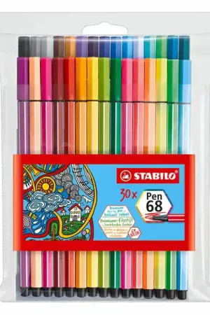 STABILO Pen 68 Viltstiften - 24dlg. + 6 Neonkleuren Hoge Kwaliteit