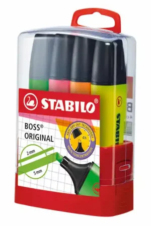 Uitverkoop STABILO BOSS Original BOSSparade Markeerstiften in Kunststof Doos - 4dlg.