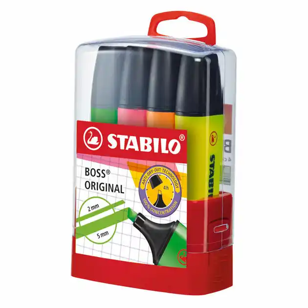 Uitverkoop STABILO BOSS Original BOSSparade Markeerstiften in Kunststof Doos - 4dlg.