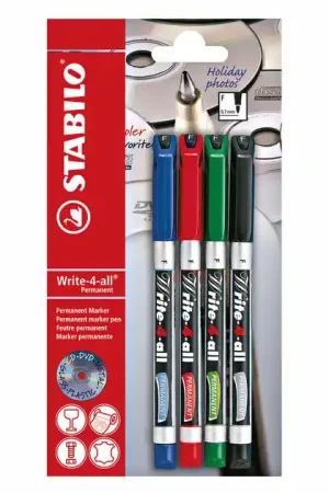 Gecertificeerd STABILO Write-4-all Fijn (0,7mm) Permanente Marker - 4dlg.