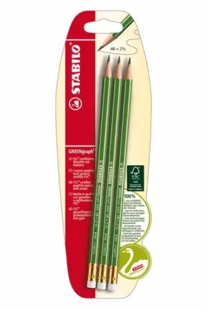 Bestel Nu STABILO GREENgraph HB Grafietpotloden - 3dlg. met Gum