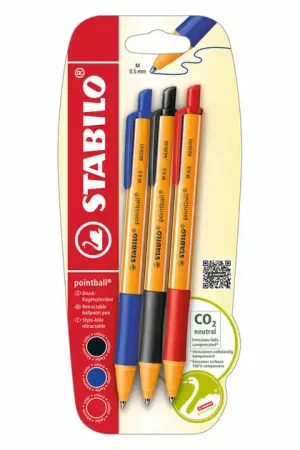STABILO pointball Balpennen Blauw Zwart Rood - 3dlg. Premium