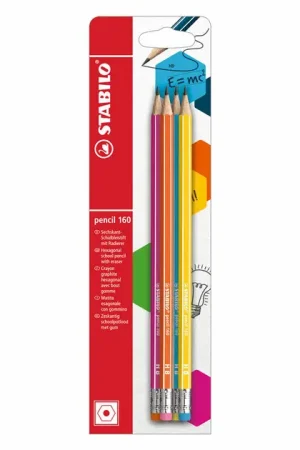 Gereduceerde Prijs STABILO pencil 160 HB Grafietpotloden met Gumtip - 4dlg.