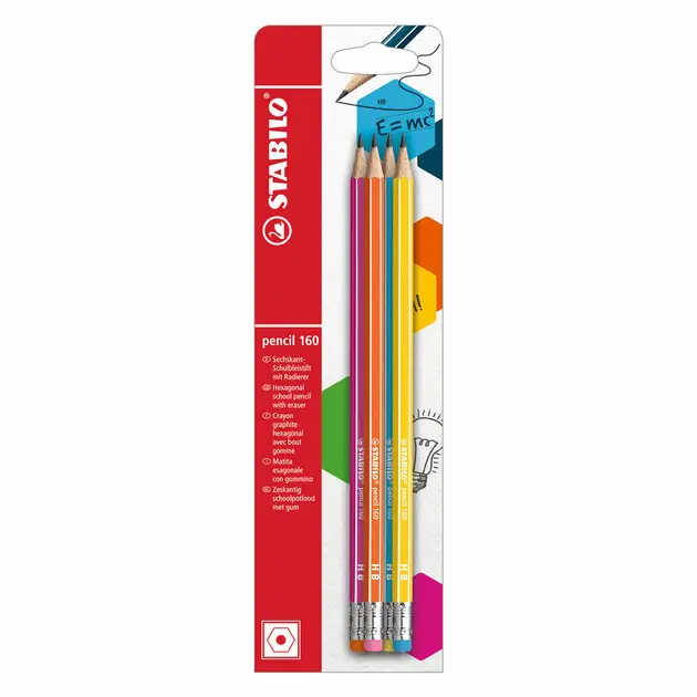 Gereduceerde Prijs STABILO pencil 160 HB Grafietpotloden met Gumtip - 4dlg.