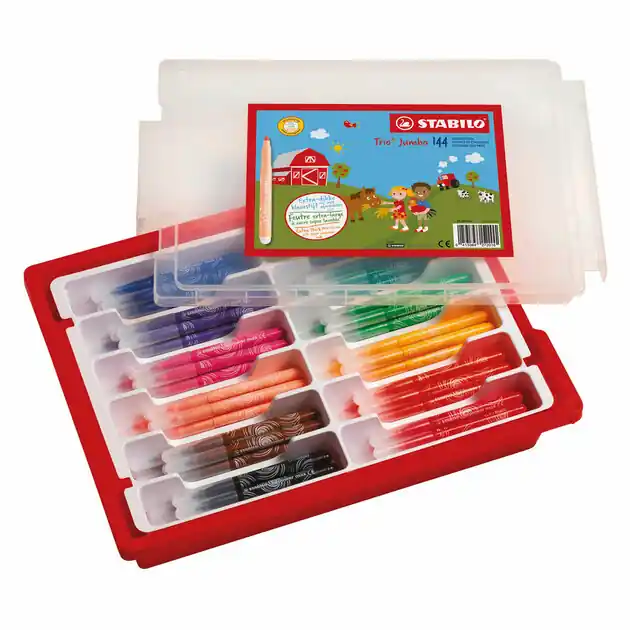 Beperkt Aanbod STABILO Trio Jumbo Schoolverpakking Ergonomische Viltstiften - 144dlg.