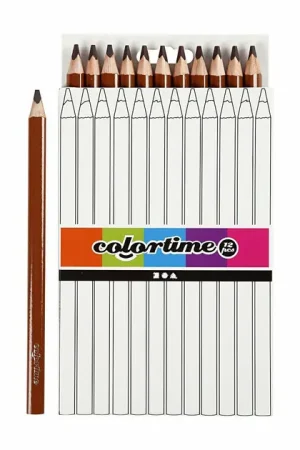 Driehoekige Jumbo Kleurpotloden - Bruin, 12st. Uitverkoop