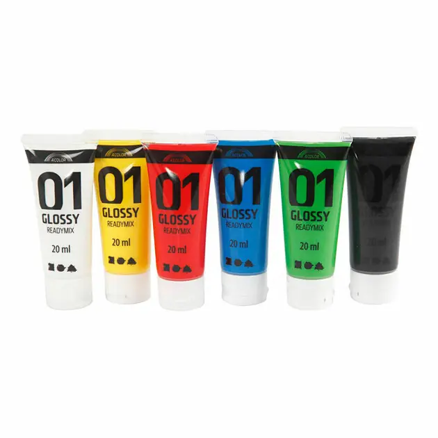 Rechtstreeks Van De Fabrikant Acrylverf voor Kidneren Glossy Standaardkleuren, 6x20ml