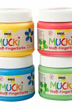 Veilige Betaling Muck Vingerverf Blauw/Groen/Rood/Geel, 4x150ml