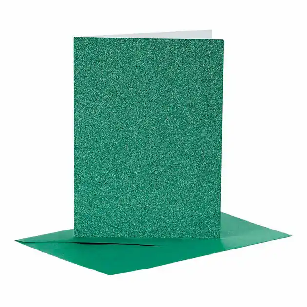 Must-Have Kaarten en Enveloppen 10,5x15cm Glitter Groen - 4st.