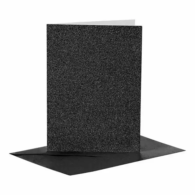 Flitsaanbieding Kaarten en Enveloppen 10,5x15cm Glitter Zwart - 4st.