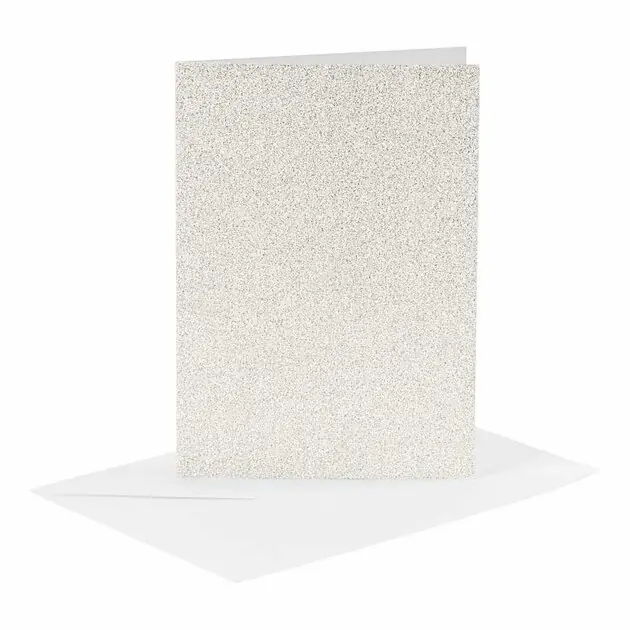Kaarten en Enveloppen 10,5x15cm Glitter Wit - 4st. Dagaanbieding