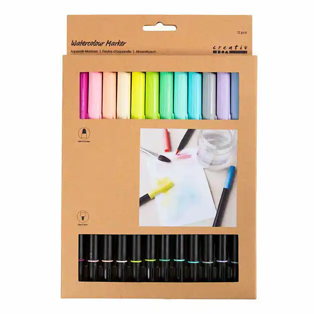 Hoge Kwaliteit Dubbelzijdige Aquarelmarker - 12 Kleuren