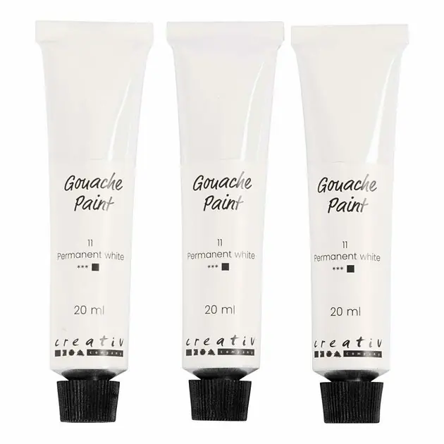 Gouacheverf Wit - 3x20ml. Gratis Retour