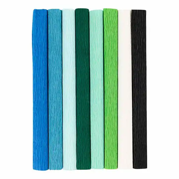 Crepepapier Blauw en Groen Harmonie - 8st. Populair