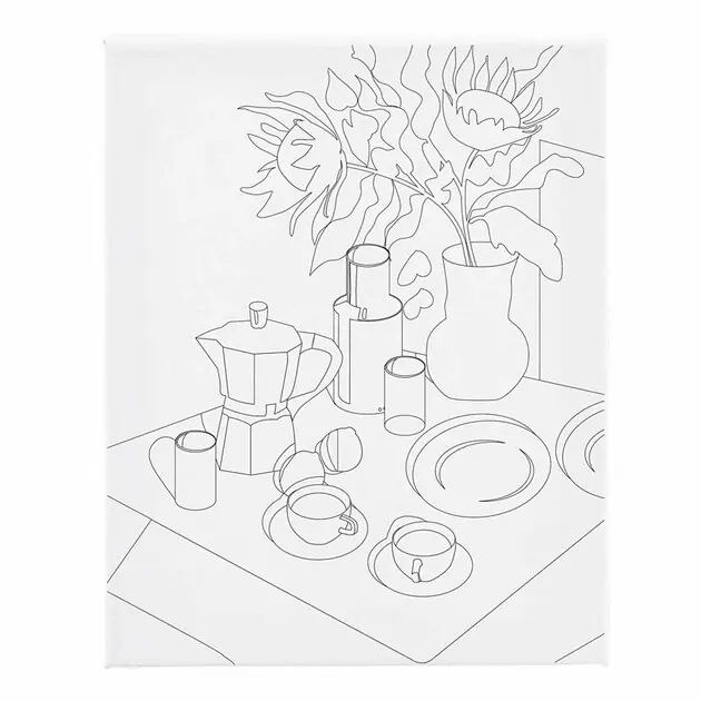 Koop Vandaag Schildercanvas met Print Onbijttafel - 24x30cm