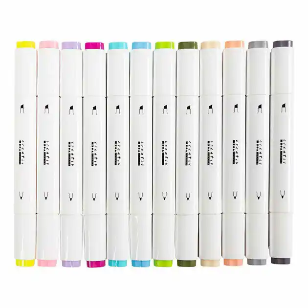 Nieuw Tekenstift Lijndikte 1+8mm Pastelkleuren - 12st.