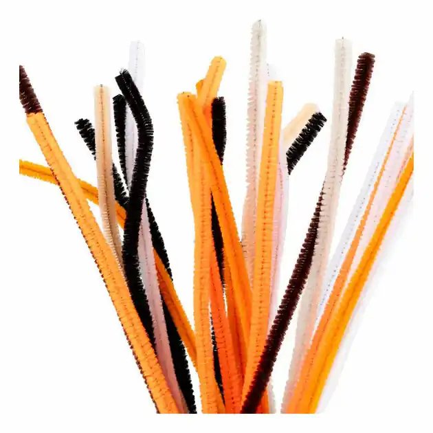 Chenille 6mm x 30cm Halloween Kleuren - 25st. Lage Kosten
