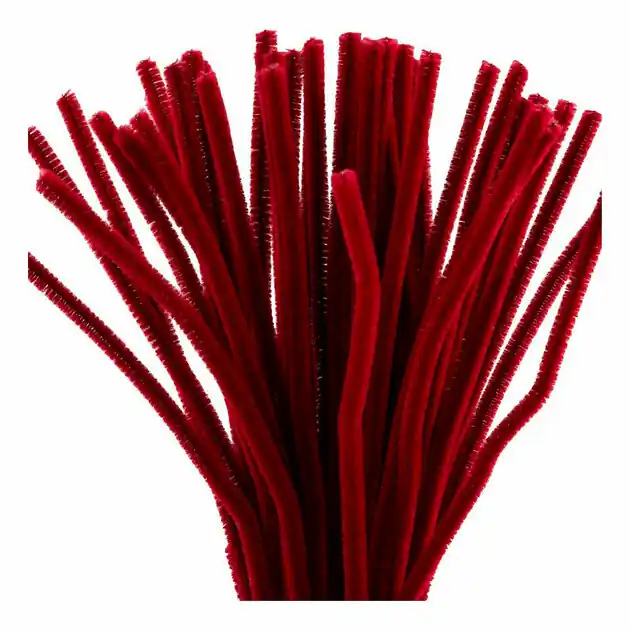 Exclusieve Aanbieding Chenille 6mm x 30cm Donkerrood - 50st.
