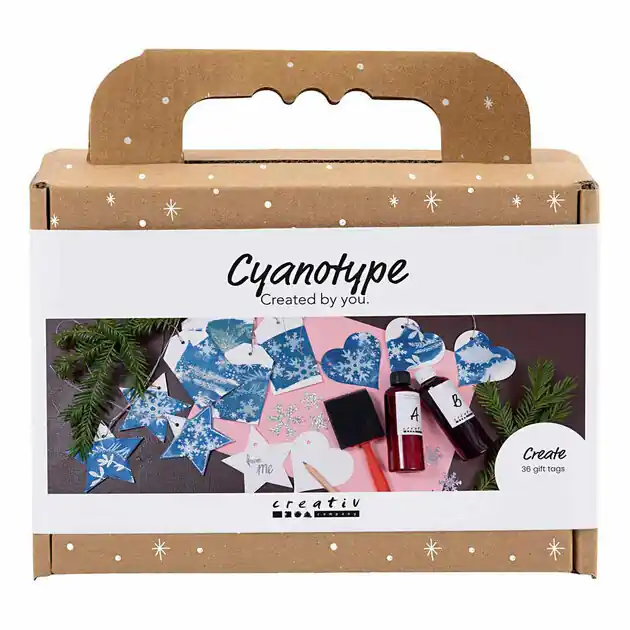 Mini Hobbyset Cyanotypie Geschenklabels blauw en Zilver Favoriet