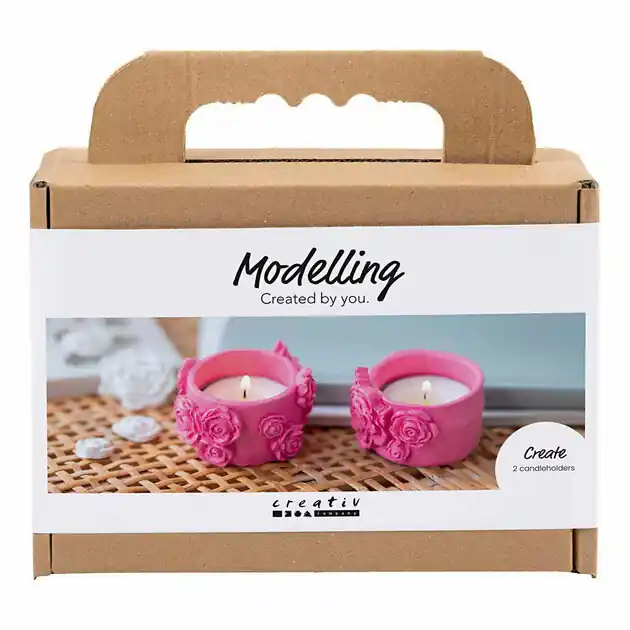Mini Hobbyset Boetseren Theelichthouders Roze Nieuw