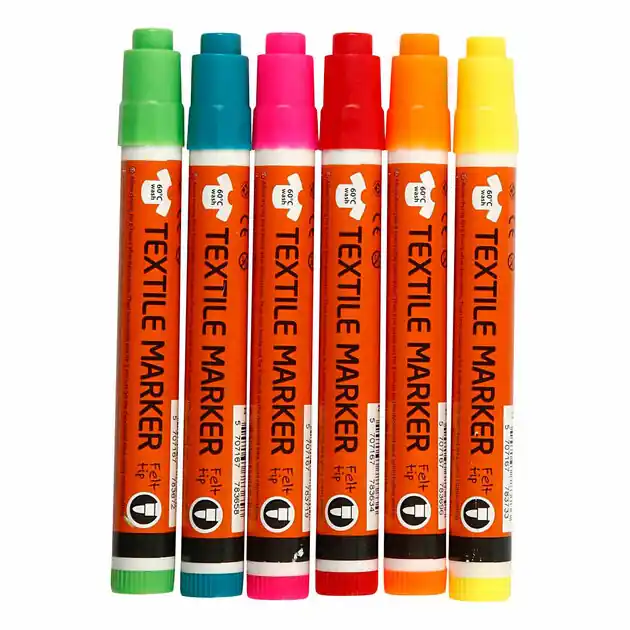Laatste Versie Textielstiften Neon Kleuren - Lijndikte 2-4mm - 6st.
