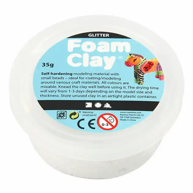 Foam Clay Glitter Wit - 35gr. Favoriet