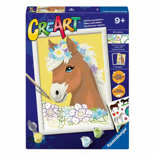 Seizoensaanbieding Ravensburger CreArt Schilderen op Nummer - Paard met Bloemen