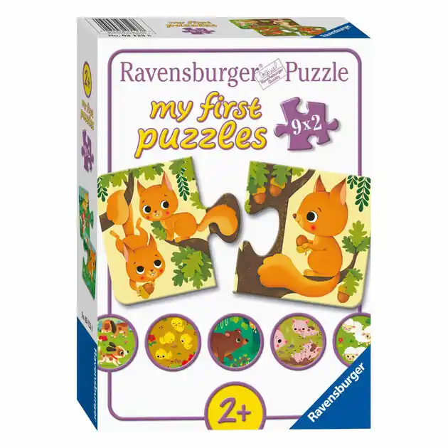 Koopje Ravensburger Dieren en hun Kleintjes Puzzel, 9x2st.