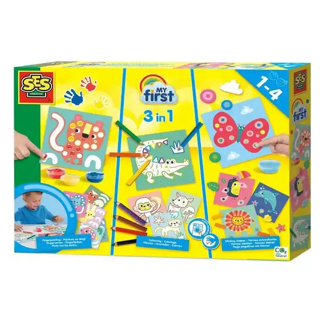 SES My First - 3in1 Vingerverven, Kleuren, Vormen Plakken Weekendaanbieding