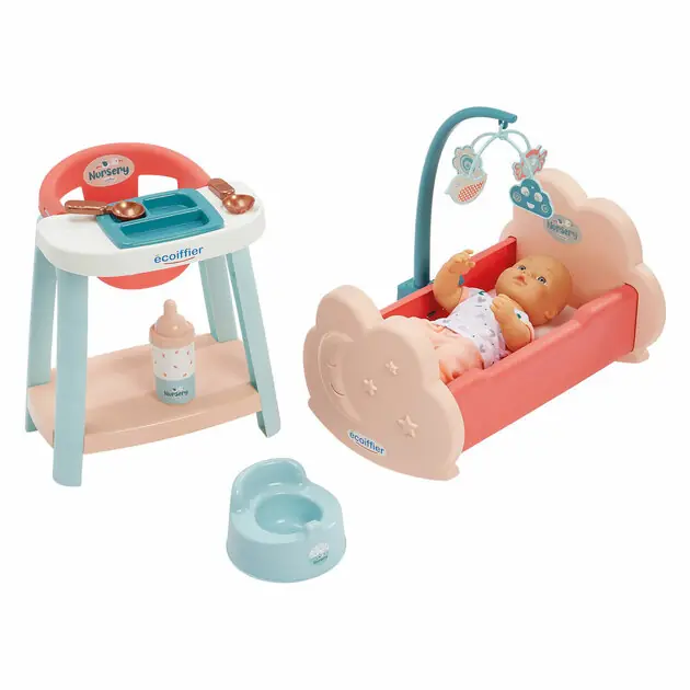 Ecoiffier Nursery 3in1 Babykamer met Babypop- 8dlg. Premium
