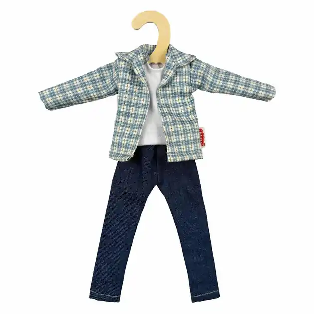 Nu Kopen Geruit Overhemd met Jeans voor Modepoppen - 29cm