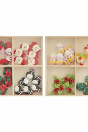 Shop Nu Resin Kerstmis Figuren in Houten Doos - 24dlg.