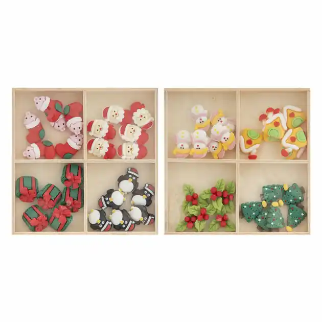 Shop Nu Resin Kerstmis Figuren in Houten Doos - 24dlg.