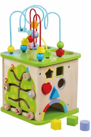 Merkproduct Activiteitenkubus met Kralenspiraal - 25x25x45cm