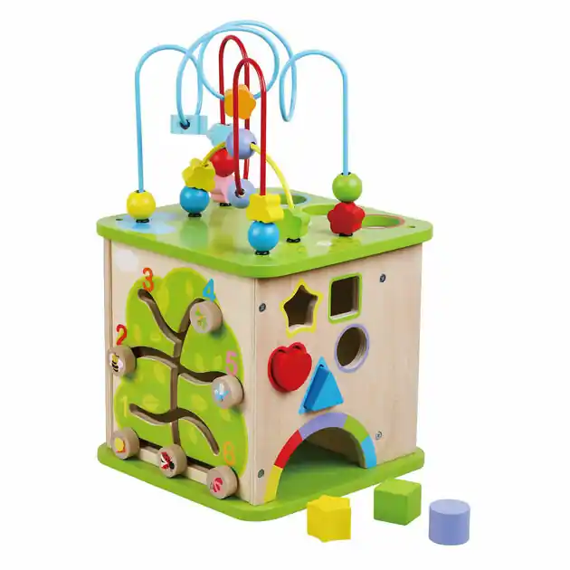 Merkproduct Activiteitenkubus met Kralenspiraal - 25x25x45cm