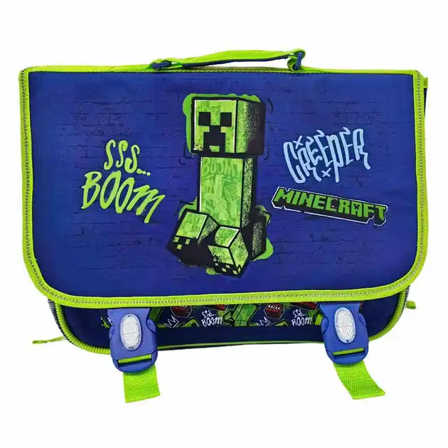Minecraft Schooltas 2 Compartimenten met Voorzak - 31,5x41x15cm Must-Have