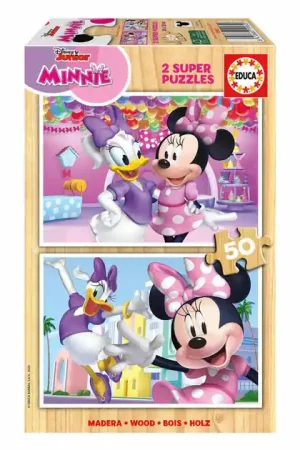 Minnie Mouse Houten Legpuzzel - 2x50st. Actieprijs