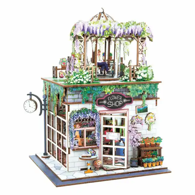 Houten Bouwpakket Diorama Bloemenwinkel - 243dlg. Laatste Kans