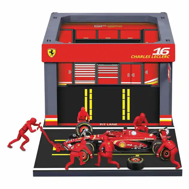 Goedkoop Burago Ferrari Pit Pass met Charles Leclerc - 1:43