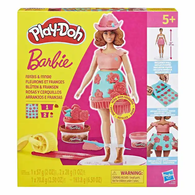 Hete Deal Play-Doh Barbie Bloemen en Franjes - 3 Kleipotjes