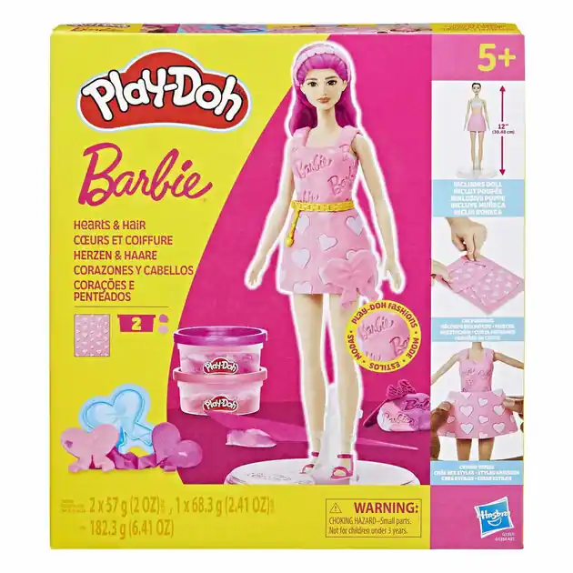 Play-Doh Barbie Hartjes en Haar - 2 Kleipotjes Snelle Levering