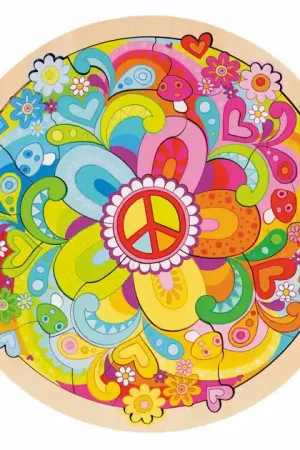 Snelle Levering Goki Houten Puzzel Mandala Bloemen - 34dlg.