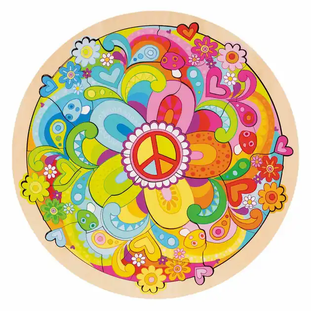 Snelle Levering Goki Houten Puzzel Mandala Bloemen - 34dlg.