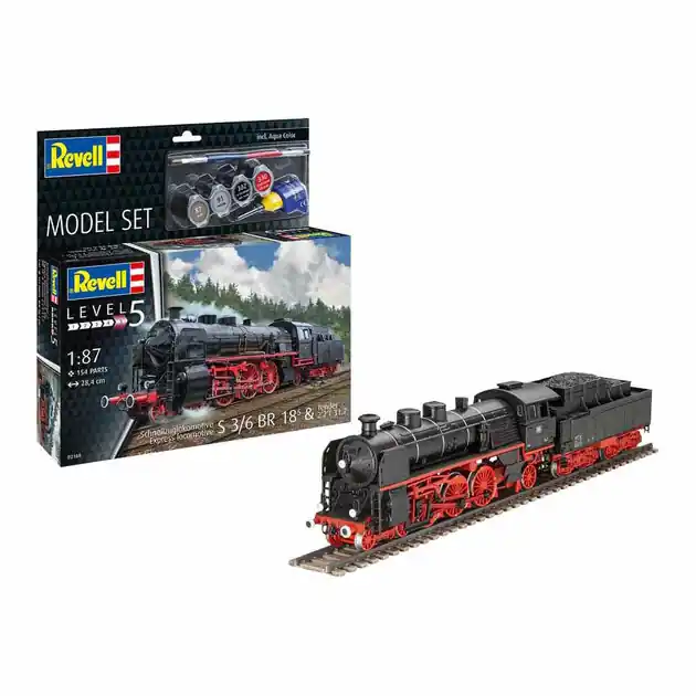 Revell Modelbouwpakket - Schnellzuglokomotive S3/6 BR18 mit Tende 1:87 - 154dlg. Premium